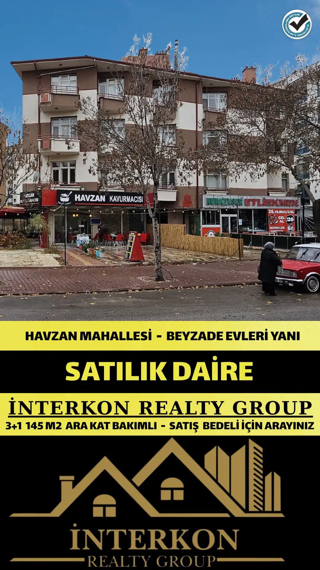 KONYA MERAM HAVZAN MAHALLESİ 3+1 SATILIK DAİRE!